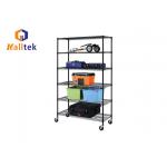 Detachable 5 Tier Powder Coated Metal Wire Storage Shelf With Wheel for sale