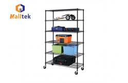 China Detachable 5 Tier Powder Coated Metal Wire Storage Shelf With Wheel supplier