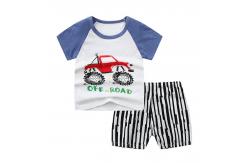 China Summer Kids Pajama Set Plain Animal Short Sleeve Tee And Shorts supplier
