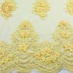Classic Clothing 3D Embroidered Floral Lace Beaded 135cm Width 80％ Nylon for sale