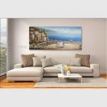 Handmade Framed Mediterranean Landscape Paintings On Canvas Italy Cafe Senery for sale