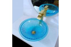 China Artistic Blue Vessel Bathroom Sinks Ocean Crystal Round Shape Vanity Sink supplier