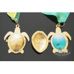 Turtle Shell Animal Medals With Colorful Satin Ribbon , Printing Sticke With Gloss Dome Covered for sale