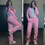 Custom Embroidery Distressed Crop Top Zip up Hoodie Sweat Joggers Pants Women Distressed 2 Piece Sweatpants and Hoodies Set for sale