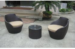 China Dark Brown Resin Wicker Obelisk Chair , Rattan Bullet Sofa Set supplier