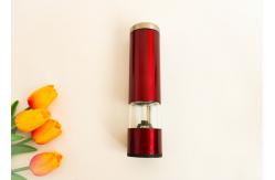 China Battery Operated Salt Grinder With Sleek Red Design Easy One Hand Operation supplier