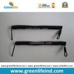 Custom Attachments Solid Black PU Covered Extendable Plastic Spiral Safety Lanyard for sale