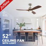 110-240V/50Hz-60Hz Input Voltage V LED Ceiling Fan with Metal Body and Solid Wood Blades for sale