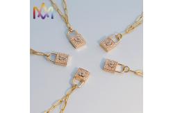 China Unisex 50cm Chain Brass SS Initial Lock Necklace supplier