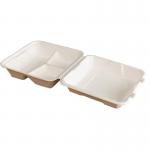 Biodegradable Bagasse Sugarcane Clamshell Food Container 3 Compartment Disposable for sale
