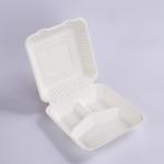 Oem Biodegradable Sugarcane Bagasse Clamshell Box 9in 3 Compartment Meal Prep Containers for sale