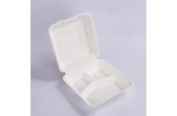 China Oem Biodegradable Sugarcane Bagasse Clamshell Box 9in 3 Compartment Meal Prep Containers supplier