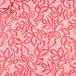 Comfortable Pink Embroidered Lace Fabric Dimensional High Stability for sale