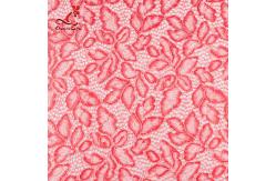 China Comfortable Pink Embroidered Lace Fabric Dimensional High Stability supplier