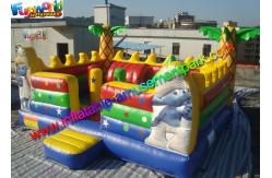 China Popular Inflatable Smurfs Bounce House , Jumping Bouncer With Obstacle Inside supplier