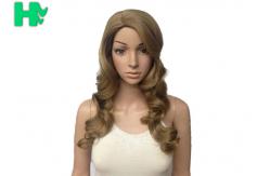 China Deep Wave Long Synthetic Wigs Dark Blonde Lustrous With Highlight supplier