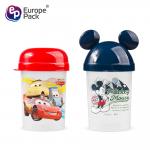 Children's Plastic water bottles with cartoon patterns and mickey Mouse-shaped LIDS for sale