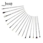 Jessup 15pcs Pearl White/Silver Aluminium Ferrule Eyeshadow Eyebrow Shader Makeup Brush Set T237 for sale