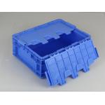 Hinged Lids Plastic Storage Tote Boxes Blue Color Stacking Turnovers for sale