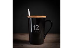 China Ceramic Custom Drinking Cups With Spoon White 6oz Sublimation Mugs supplier