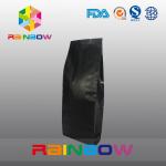 Black Customized Printed Bottom Gusset Bags , Plastic Coffee Pouch With Zipper / Valve
