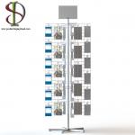 4 Wings Spinner Metal Floor Display Stands With Hooks Wire Grid for sale