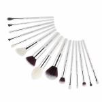 White / Silver 15pcs Essential Makeup Brushes Natural Hair Wood Handle for sale