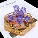 PurpleWhite flow sand sky number resin multi -faceted game dice suite dragon and dungeon city dnd dice for sale