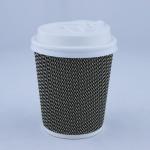 Compostable 12oz Double Wall Hot Cup , Printed Kraft Ripple Wall Paper Cup for sale