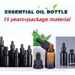 10ml 20ml 30ml 50ml empty round Essential Oil Bottle Shiny Black Glass Dropper Bottle with Calibrated Glass Piegette for sale