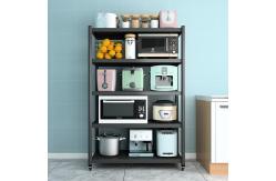 China Removable Round Tube Kd Steel Storage Rack Shelf With 4 Casters supplier