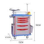 190CM Anesthesia Medical Supply Cart Trolley On Wheels ABS Plastic for sale