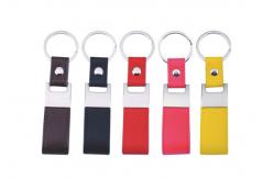 China Stitching PU Leather Key Chains Metal Cutsom Mini Key Holder Leather Strap supplier