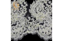 China Knitting Beaded Lace Trim Hand Made 20% Polyester 135cm Width For Dress supplier