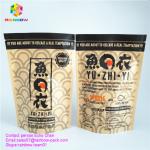 Custom printed kraft paper bag zipper lock bag for 105g gourmet salted egg fish skin crisps for sale