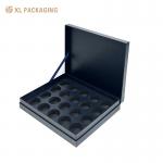Empty Blue Paper Packaging Boxes Ribbon Linked Lid Hinged Paper Box For Food Can for sale