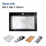 70x48 Tempered Glass Kitchen Sink 28' Undermount Single Bowl for sale