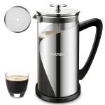 Stainless Steel French Press Coffee Maker 1000ML Large Glass Double Wall French Press for sale