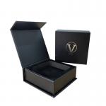 Recycled Materials Magnetic Gift Box with Black Matte Silver Stamp Logo and EVA Insert for sale