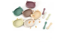China Suction Bowl Silicone Feeding Set Divided Suction Plate Cup Toddler Utensils Spoon supplier