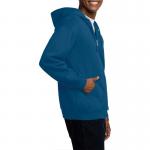 High Quality Bule Polyester Cotton Full Zip Design Mens Hoodies Jackets with Pocket