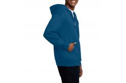 China High Quality Bule Polyester Cotton Full Zip Design Mens Hoodies Jackets with Pocket supplier