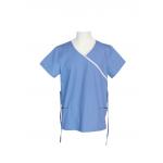 160 GSM Polyester 65% Cotton 35% Blue Scrubs V Neck With Ties for sale