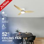 Flush Mount 52 Inch Wood Grain ABS Blades Ceiling Fan With Light for sale