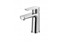 China Chromed Brass Single Handle Wash Basin Faucet 159mm High Hot Cold Water Mixer supplier