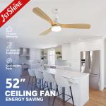 52 Led Ceiling Fan Wood Blade Ac Motor Low Noise 3 Speeds Remote Control for sale