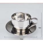 China Stainless Steel Tea  Cup With Saucer Double layer Tea Mug 300ml manufacturer