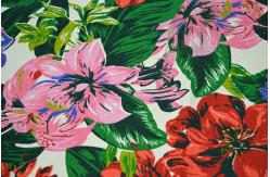 China Natural Cotton Fabric / 16OZ Cotton Canvas With Nice Flower Printing supplier