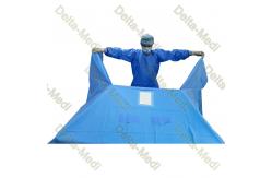 China SMS Sterile Reinforced Thyroid Drape With Square Fenestration And Tube Holders supplier