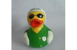 China 8cm Length Uniform Traffic Police Squeezing Rubber Ducks Green With White Helmet supplier